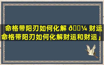 命格带阳刃如何化解 🐼 财运「命格带阳刃如何化解财运和财运」